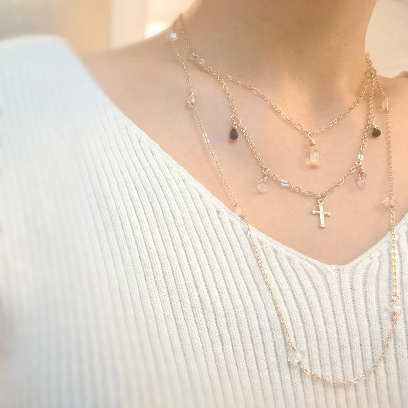 Herkimer Diamond Long Necklace