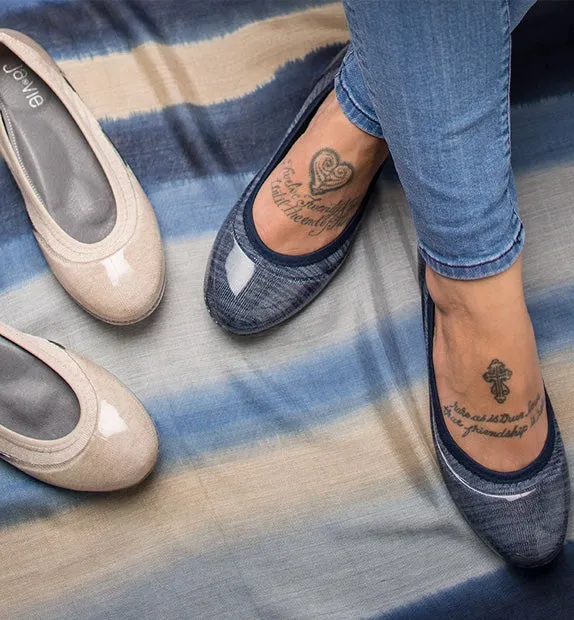 ja-vie indigo stripe jelly flats shoes