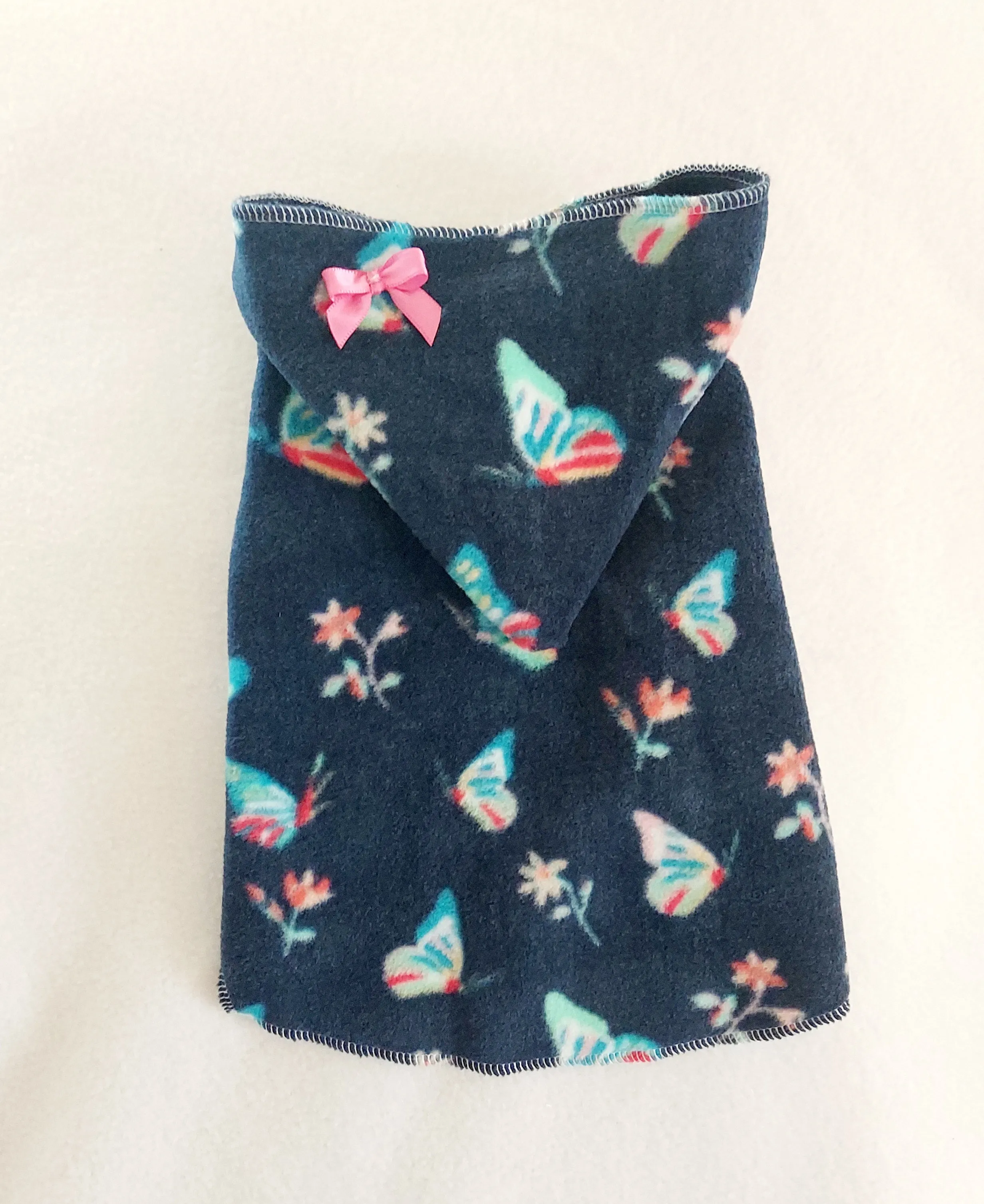 Navy Butterfly Sleeveless Hoodie Dress
