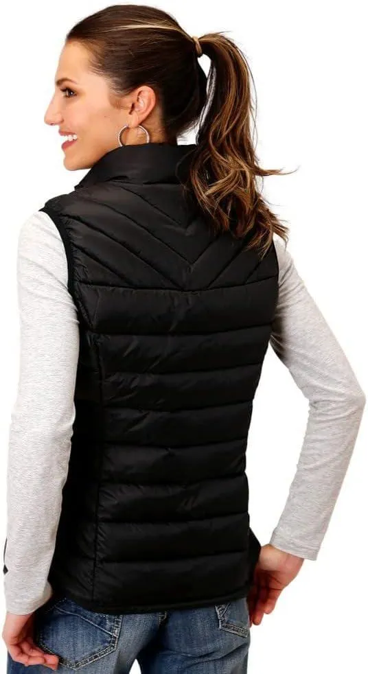 Roper Women's Western Vest  Quilted Zip Black