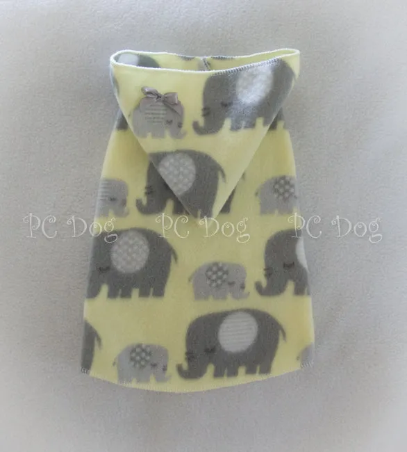 Yellow and Gray Elephants Sleeveless Hoodie Dress