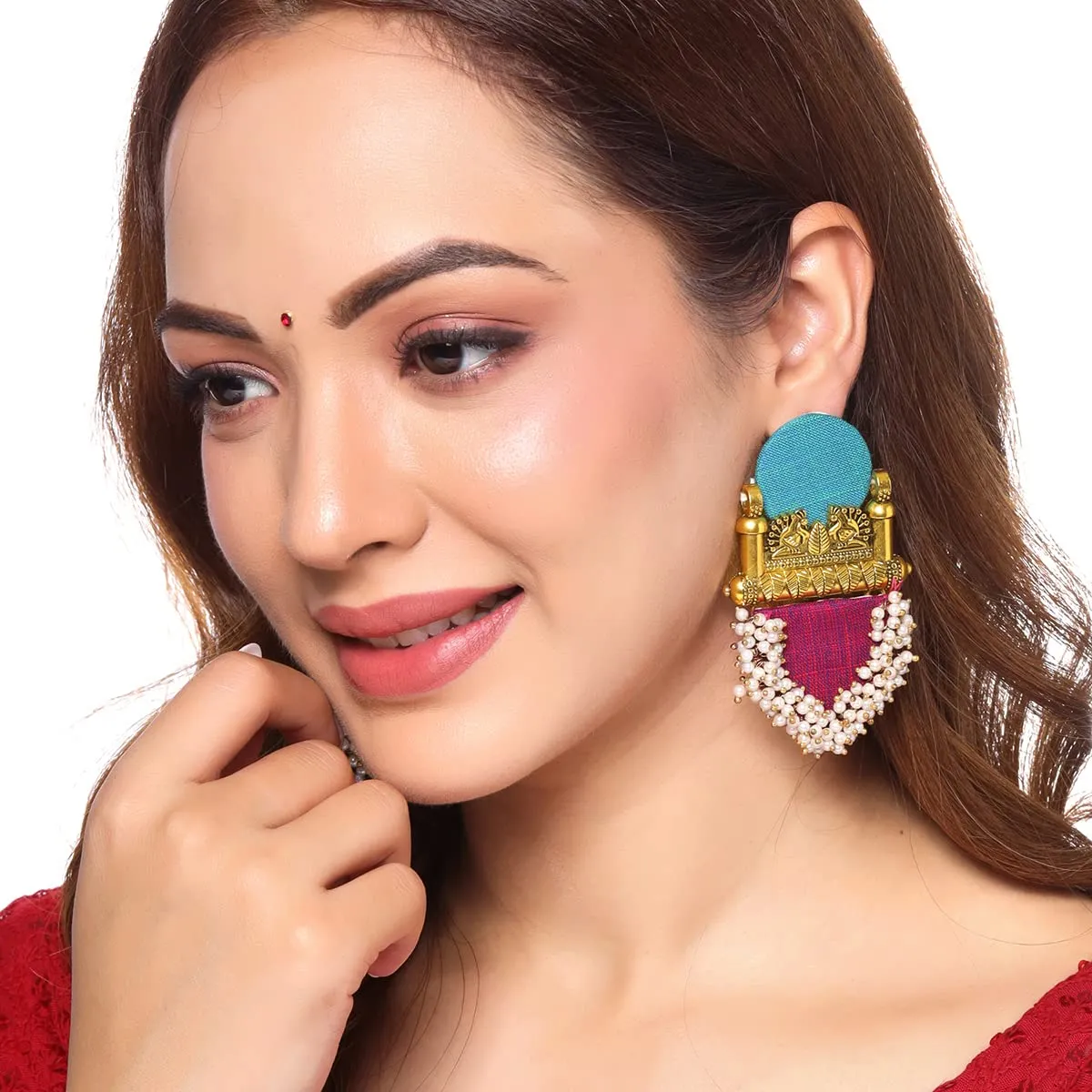 Yellow Chimes Earrings for Women and Girls Oxidised Gold Drop Earrings|Woven Wrapped Beads Peacock Designed Drop Earrings|Birthday Gift For girls and women Anniversary Gift for Wife